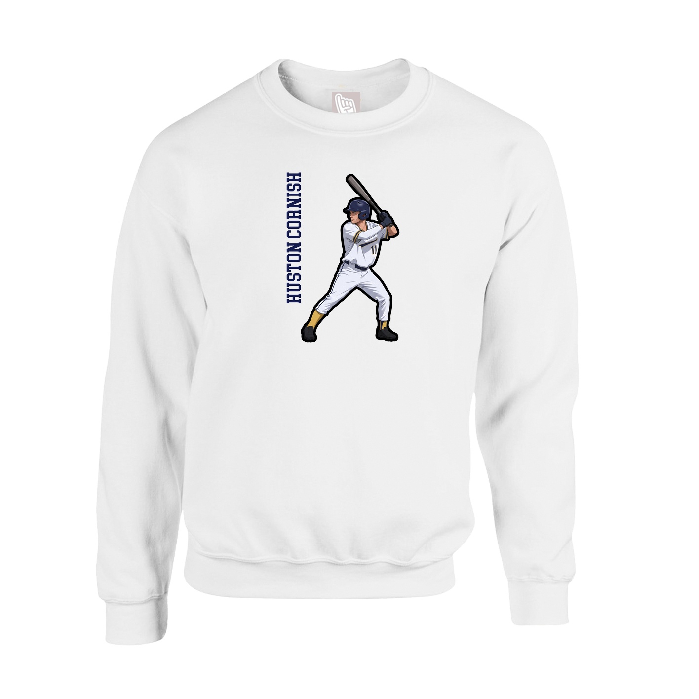 Fleece Crew — Name Vertical in White