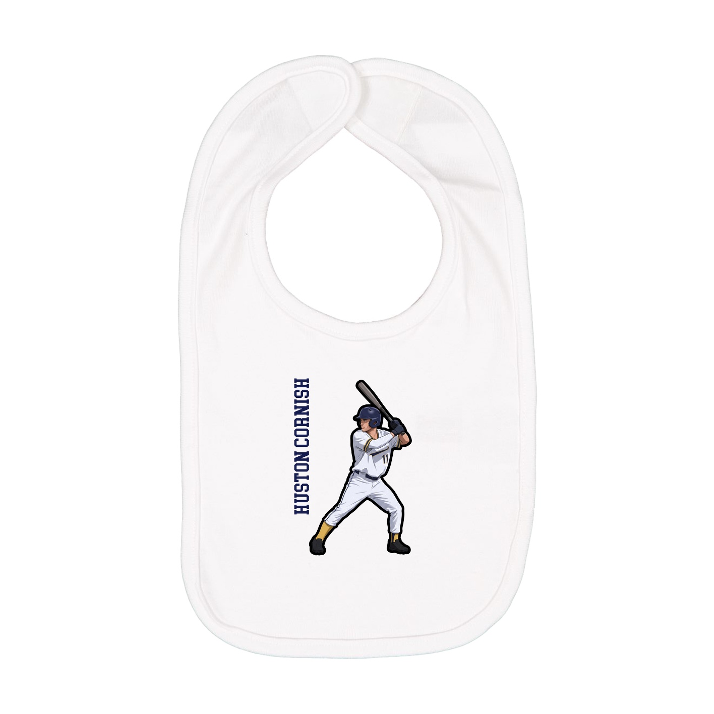 Infant Bib — Name Vertical in White