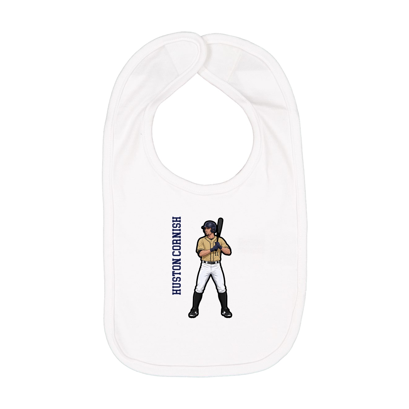 Infant Bib — Name Vertical in White