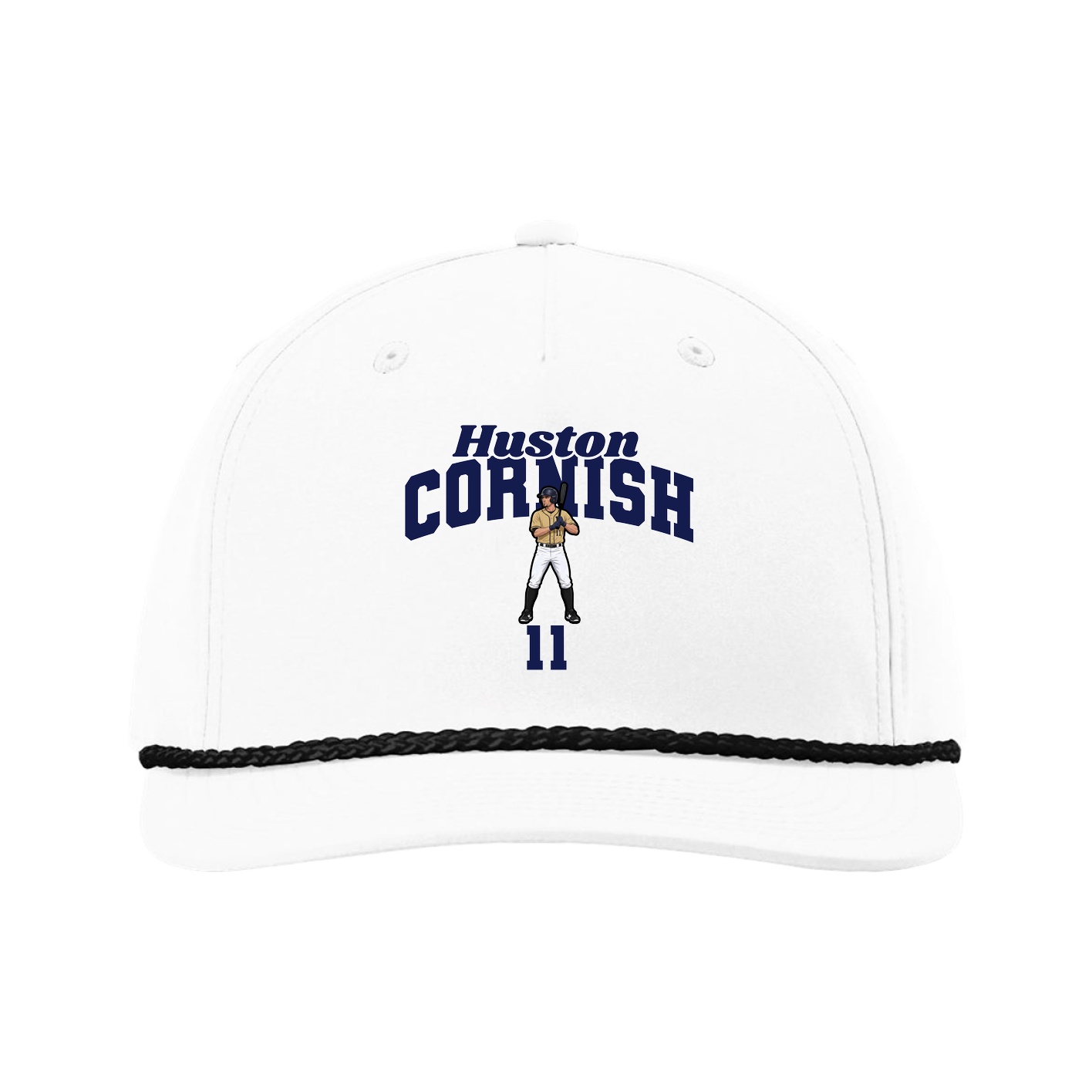 Five-Panel Classic Rope Cap — Signature Arch in White
