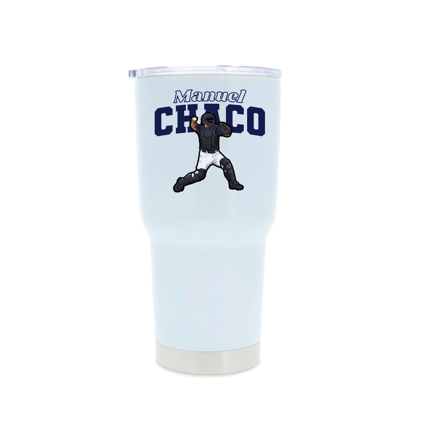 30oz Stainless Steel Tumbler — Name Arch in White