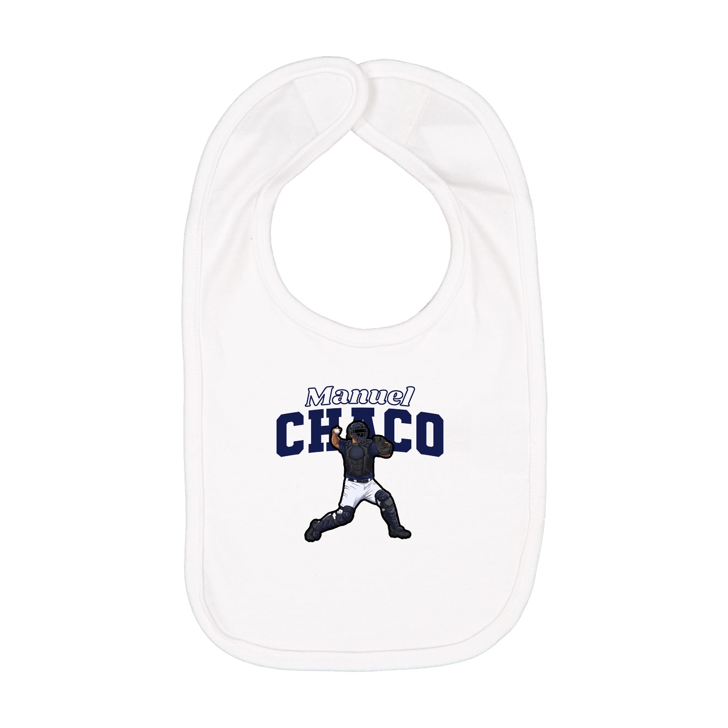 Infant Bib — Name Arch in White