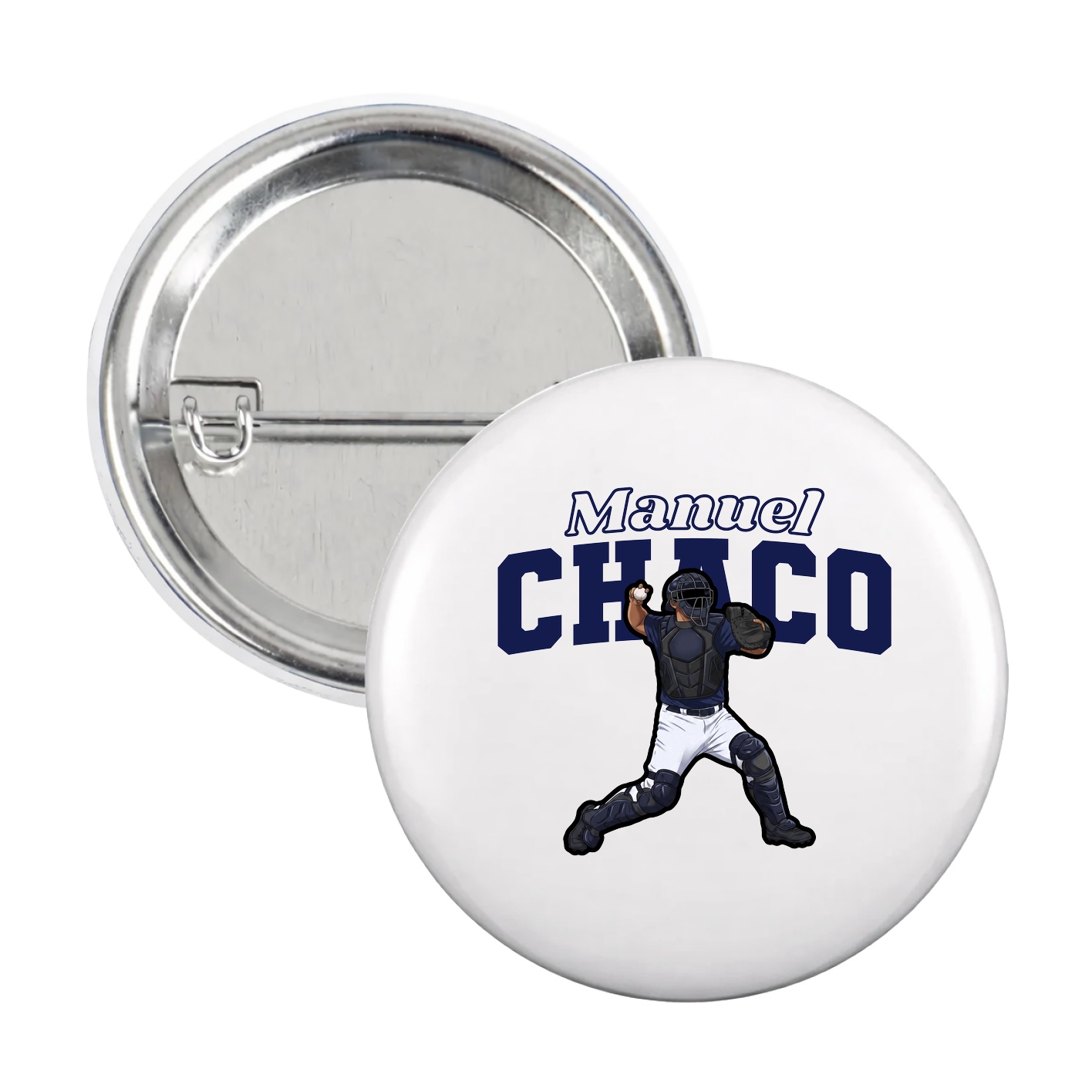 Game Day Button — Name Arch in White