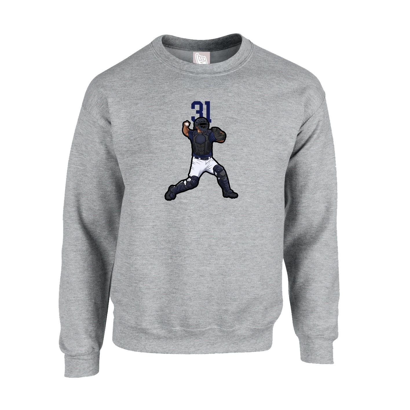 Fleece Crew — Number Top in Grey