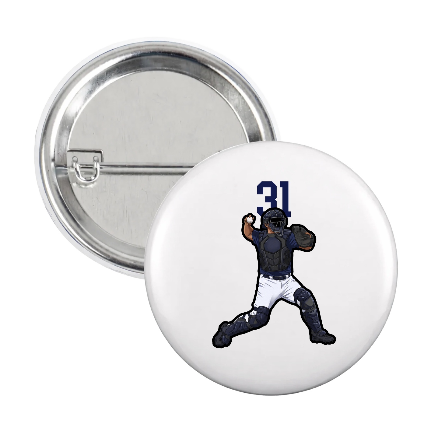 Game Day Button — Number Top in White