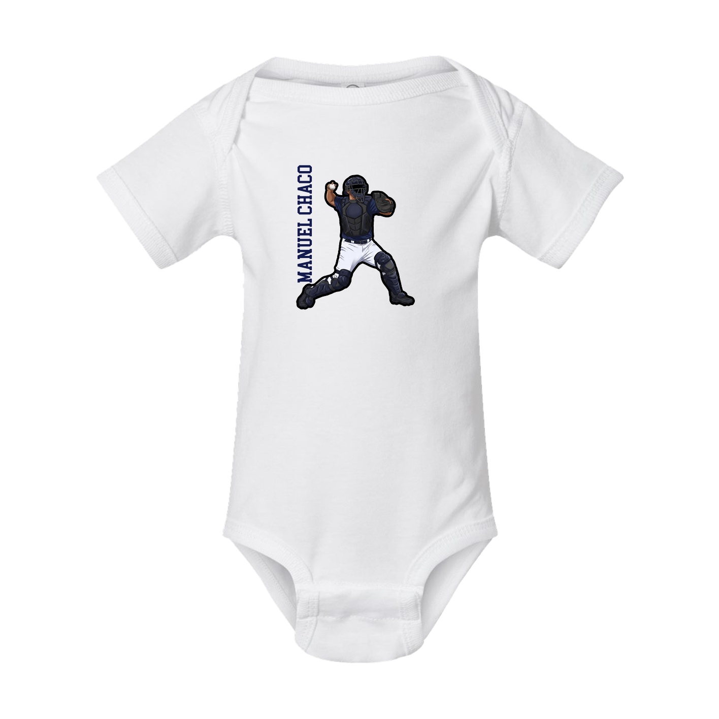 Baby Onesie — Name Vertical in White