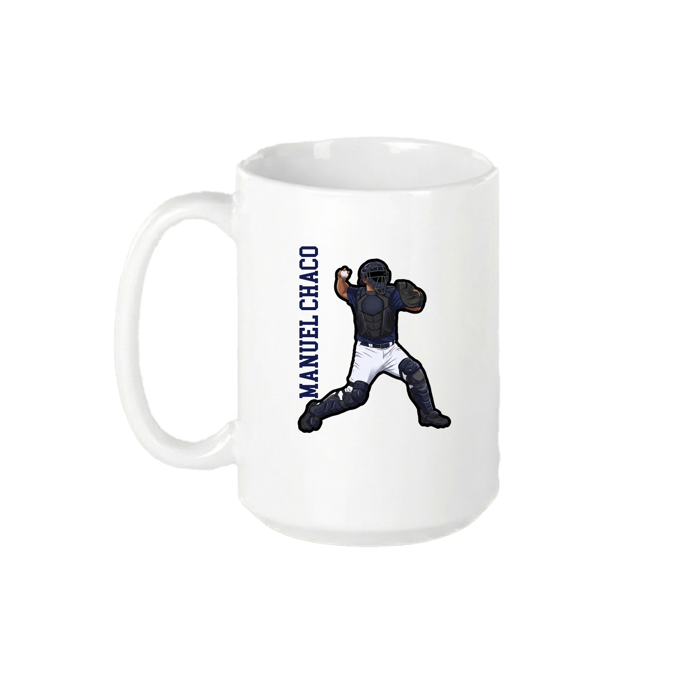 15oz Coffee Mug — Name Vertical in White
