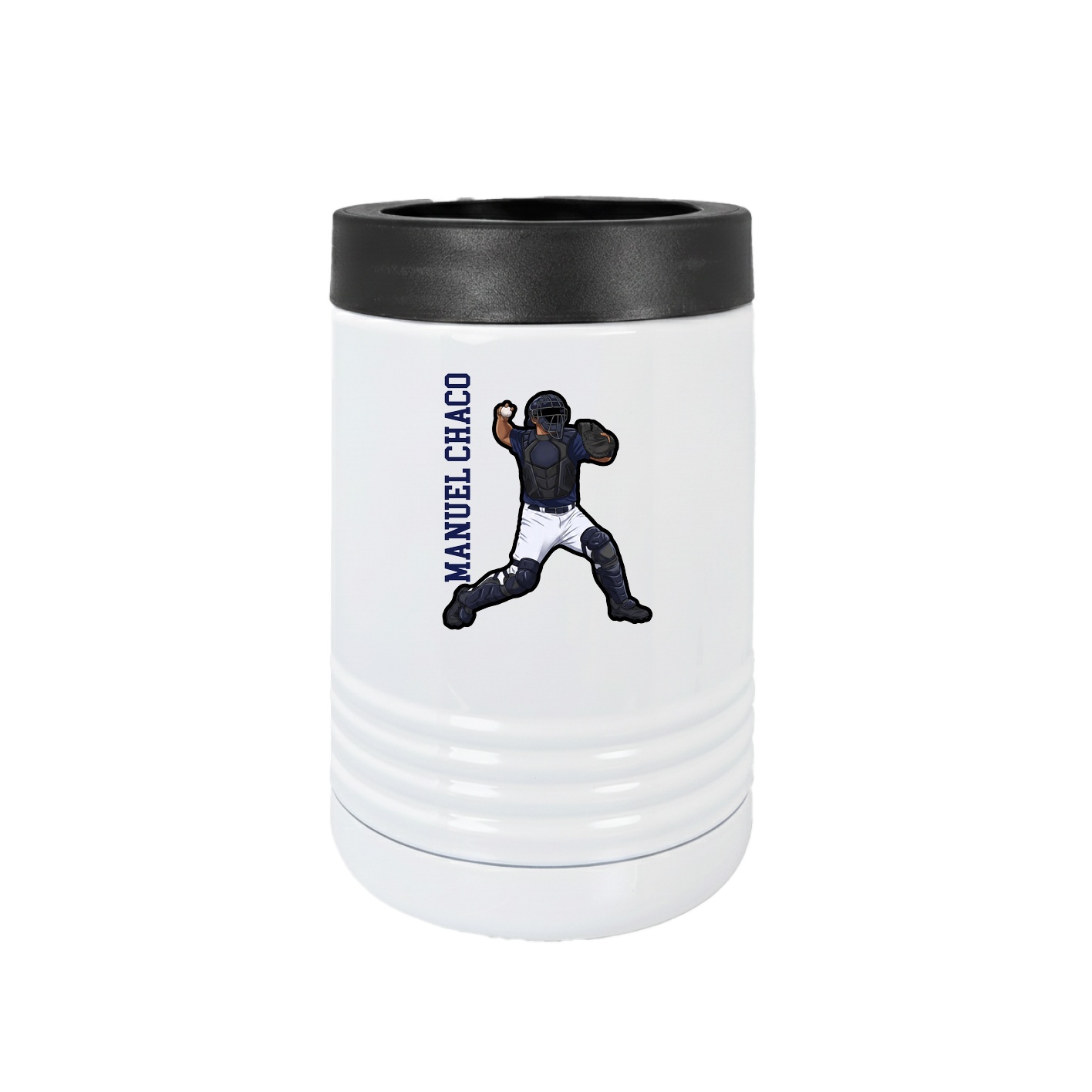Beverage Holder — Name Vertical in White