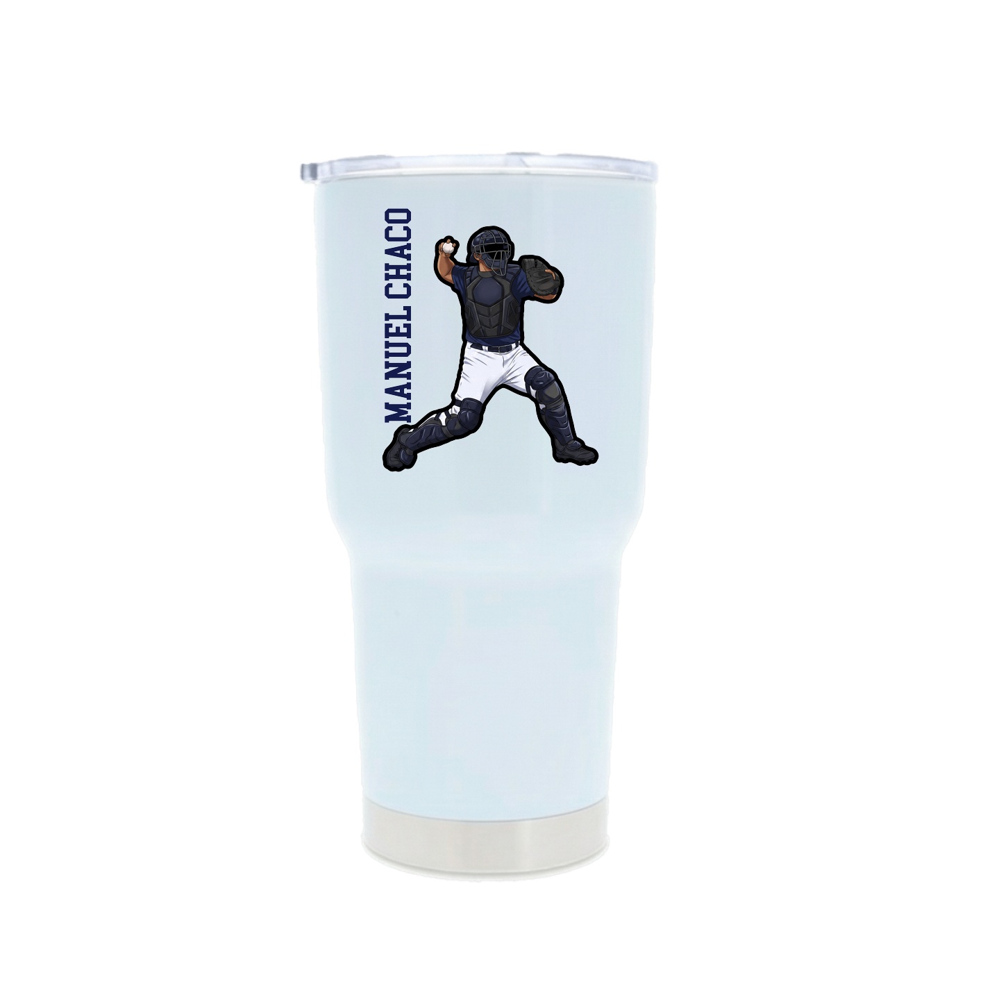 30oz Stainless Steel Tumbler — Name Vertical in White
