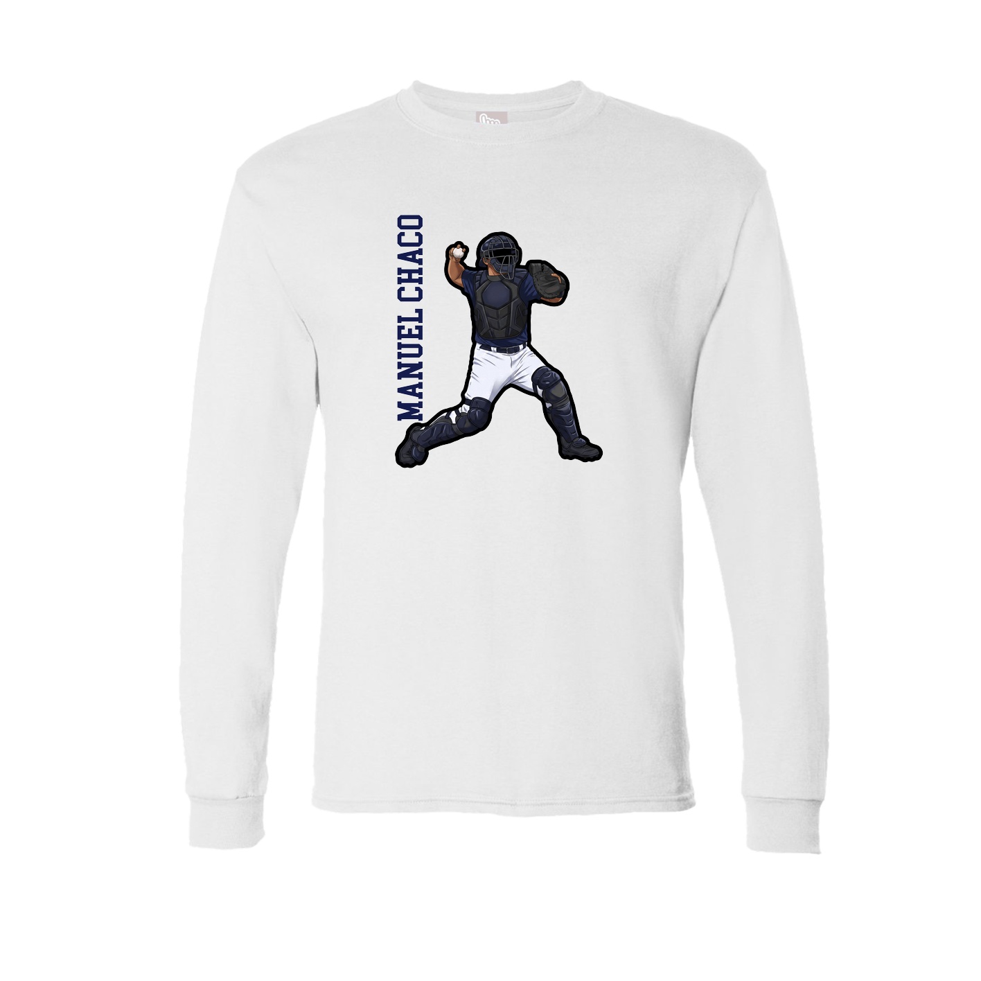 Long Sleeve Tee — Name Vertical in White