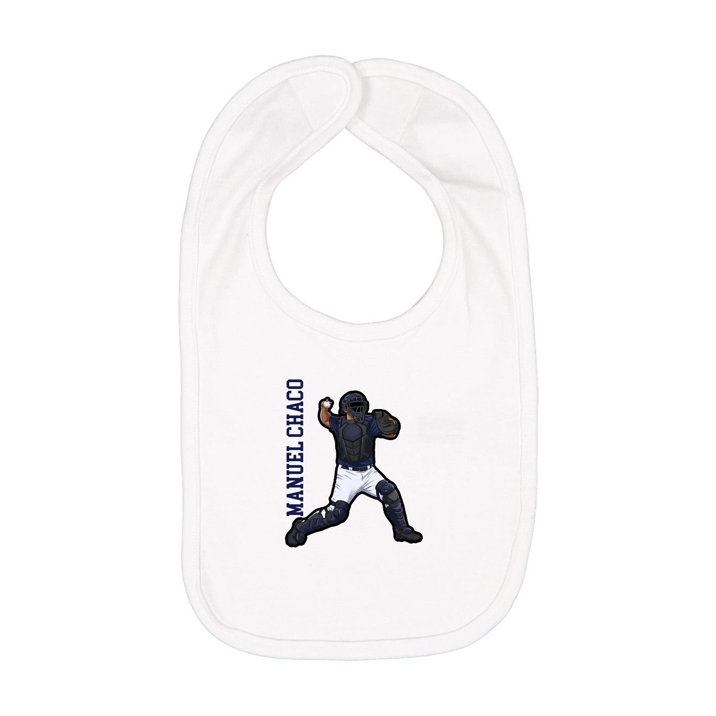 Infant Bib — Name Vertical in White