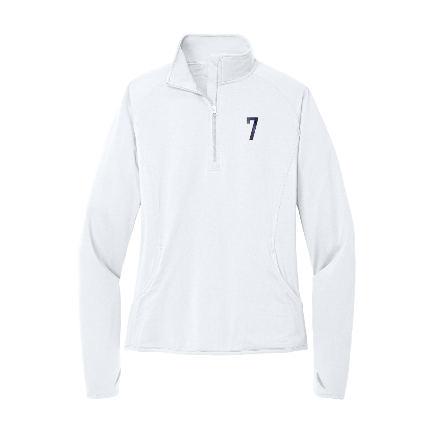 Women's Q-Zip Pullover — Front Shirsy in White