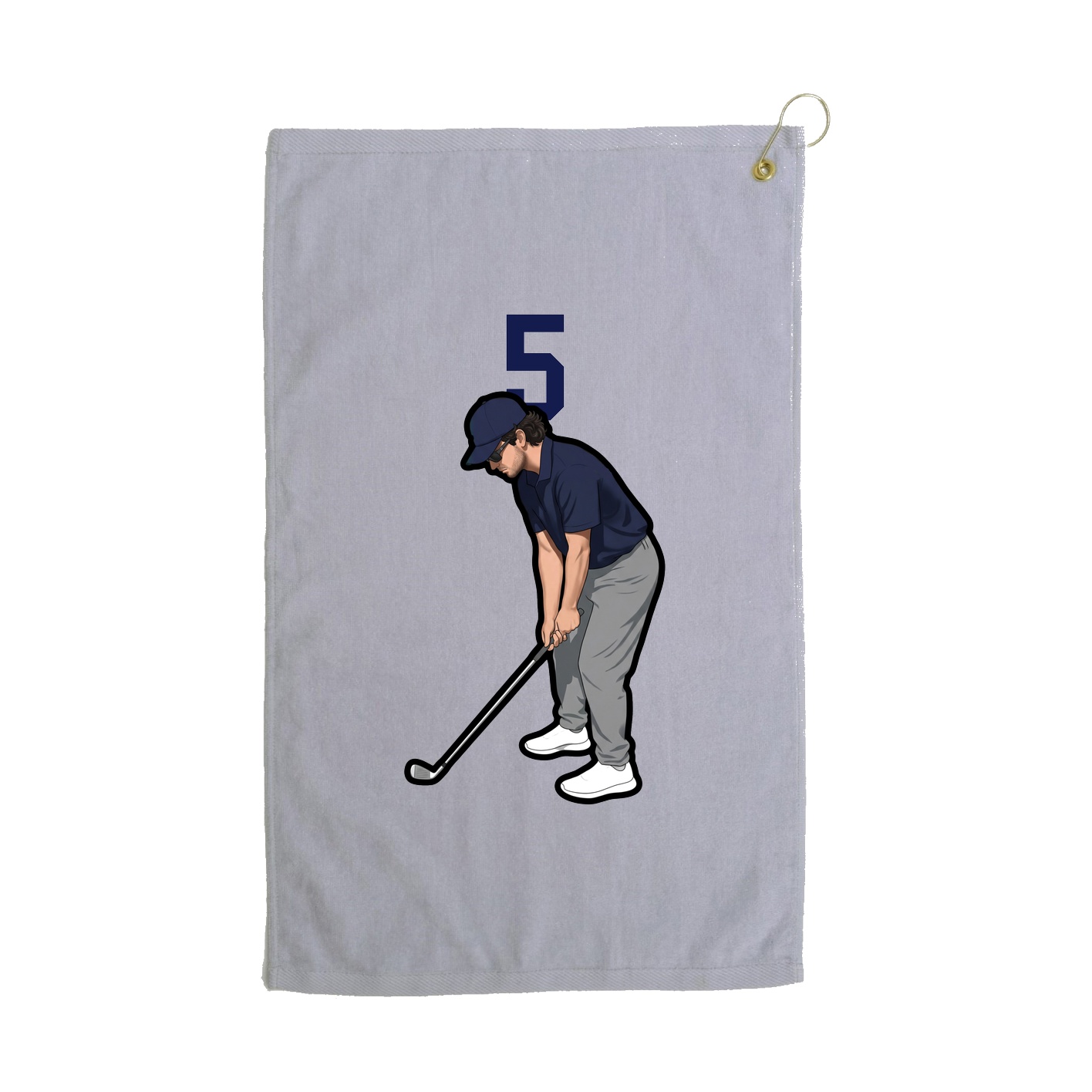 Golf Towel — Number Top in Grey