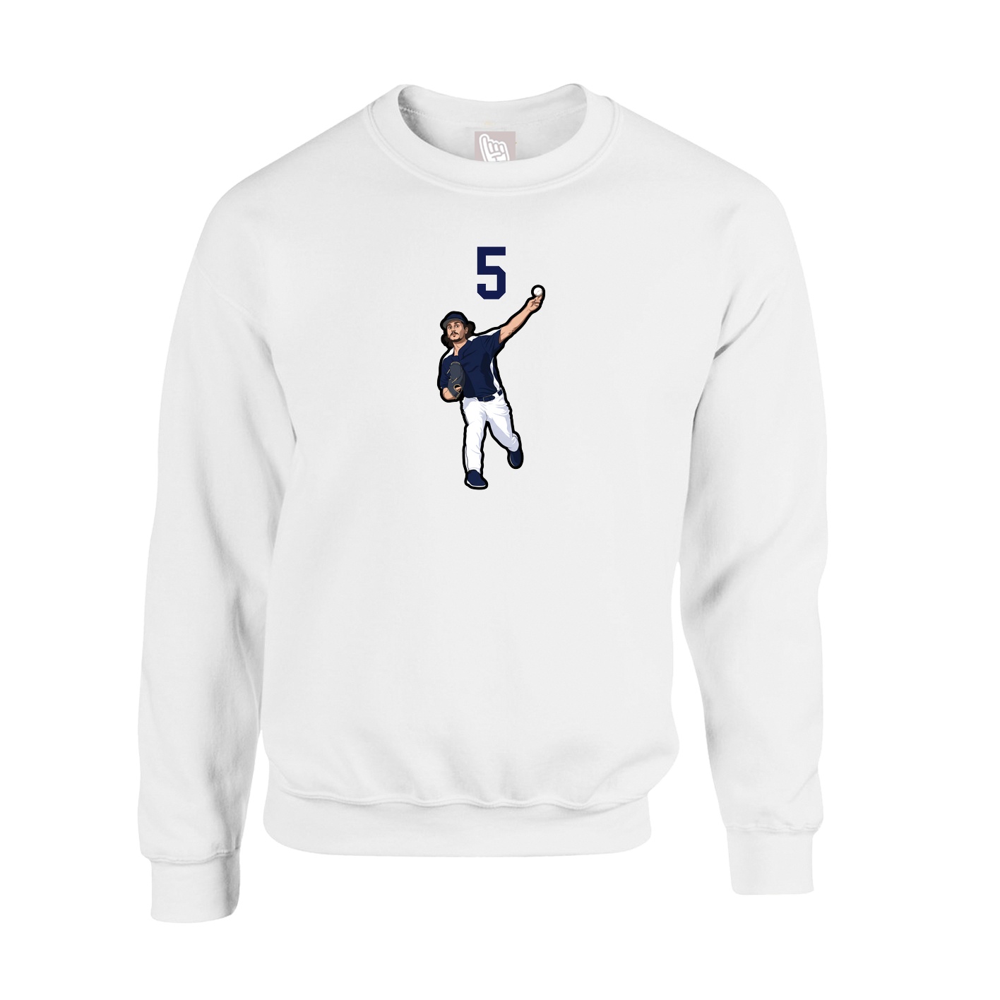 Fleece Crew — Number Top in White