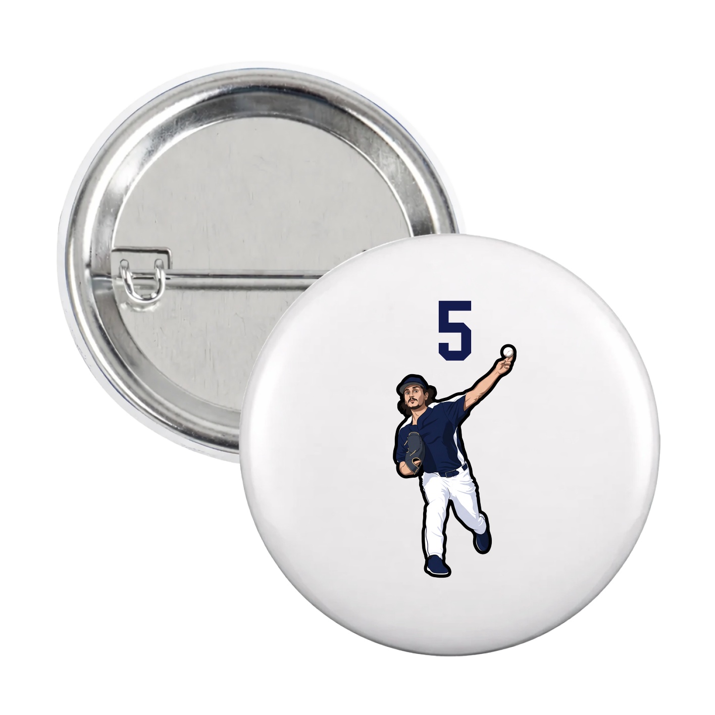 Game Day Button — Number Top in White