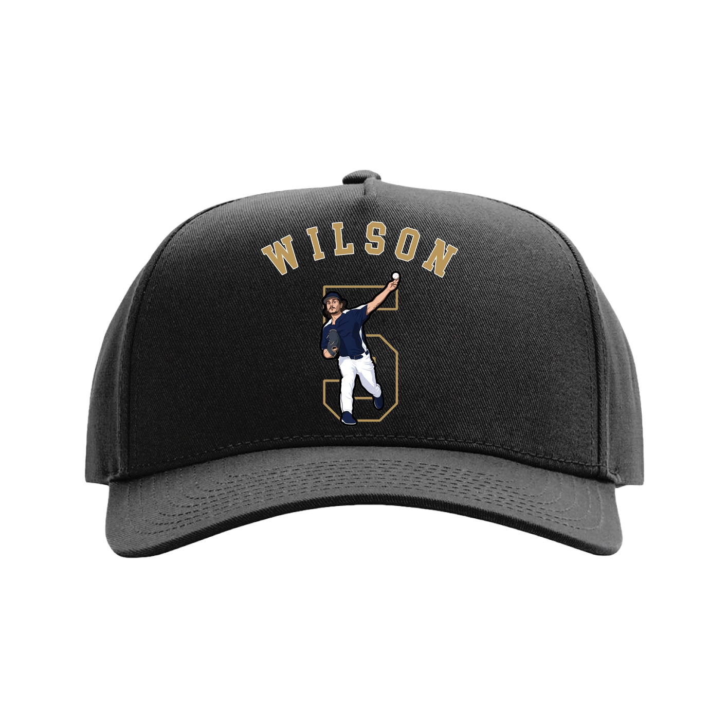 Full Fabric Five-Panel Champ Cap — Shirsey Arch in Black