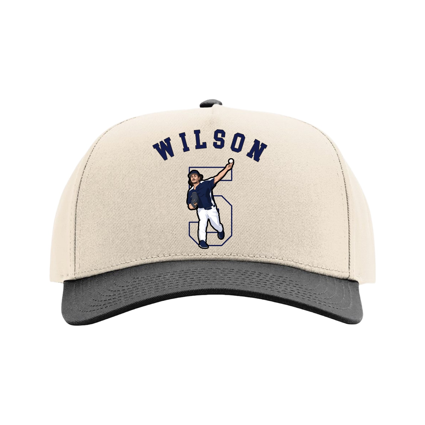 Full Fabric Five-Panel Champ Cap — Shirsey Arch in Cream/Black