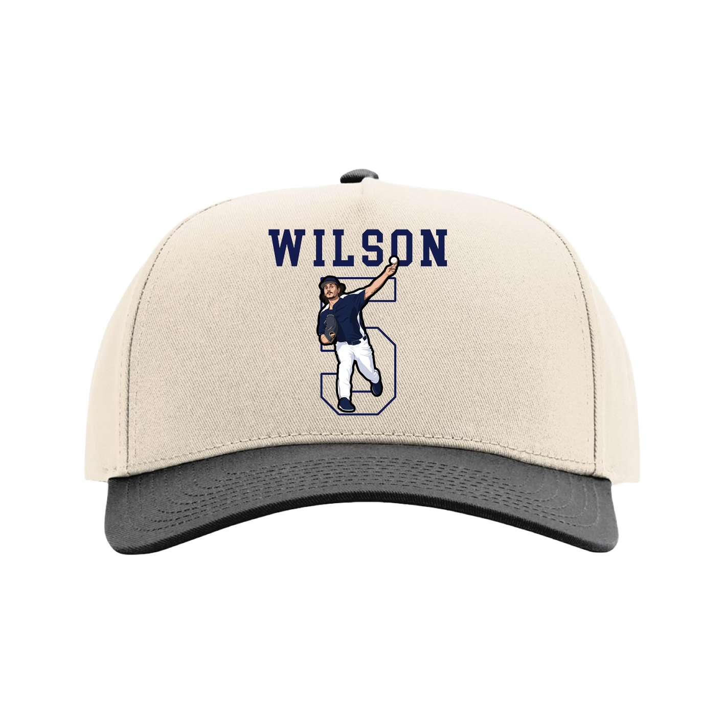 Full Fabric Five-Panel Champ Cap — Shirsey in Cream/Black