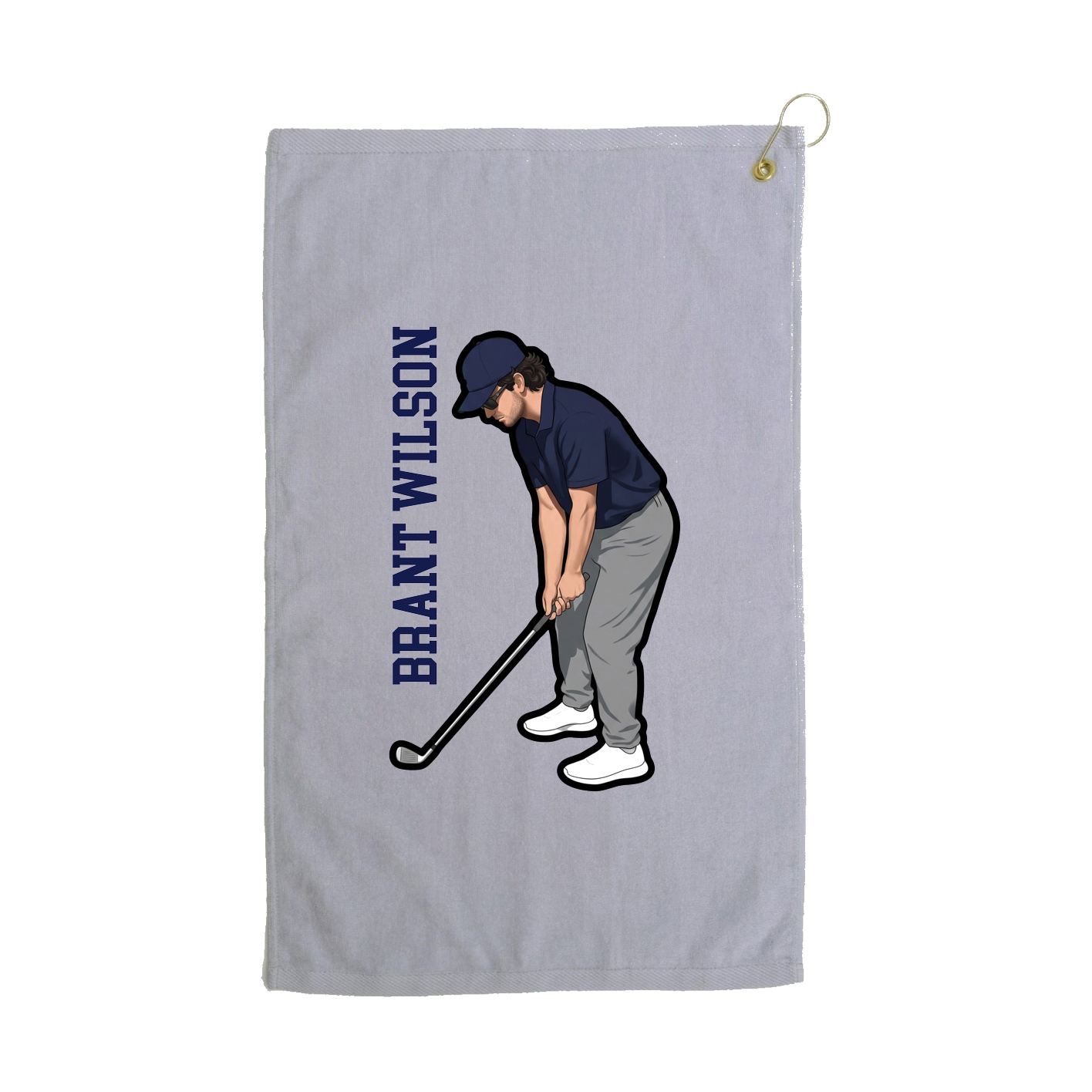 Golf Towel — Name Vertical in Grey