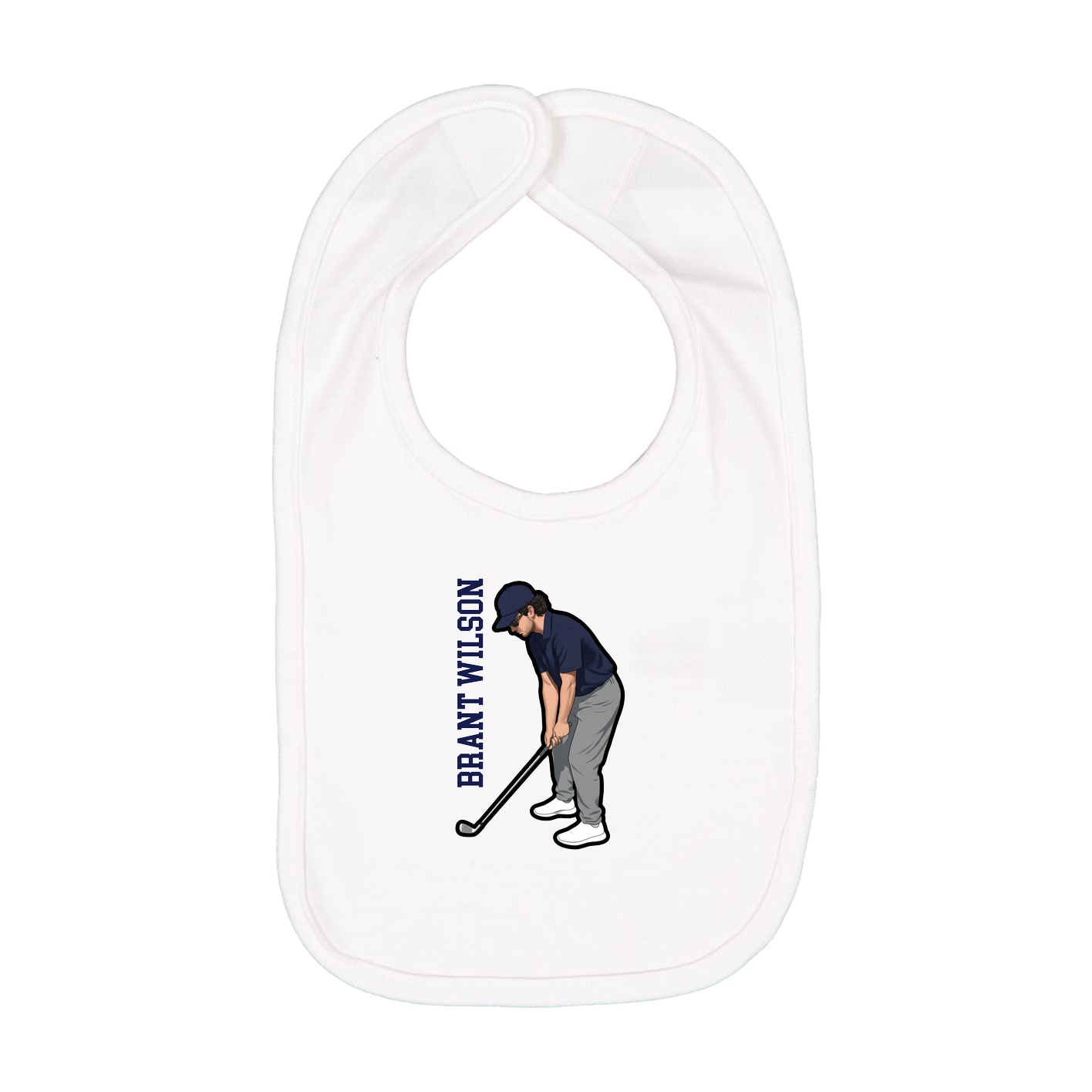 Infant Bib — Name Vertical in White