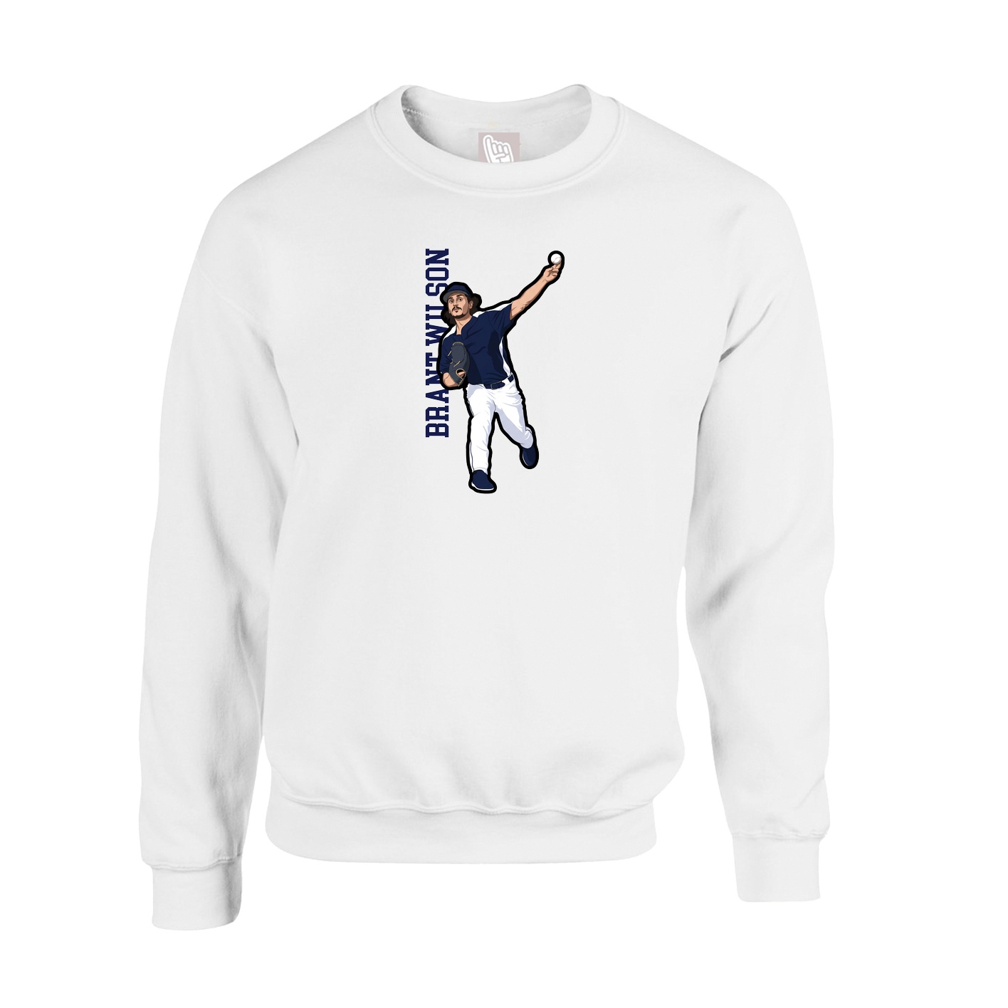Fleece Crew — Name Vertical in White