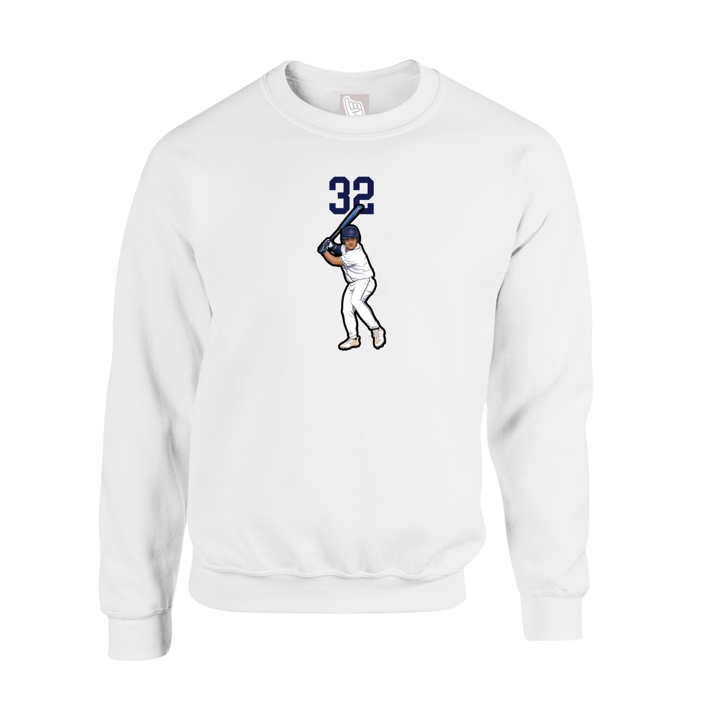 Fleece Crew — Number Top in White