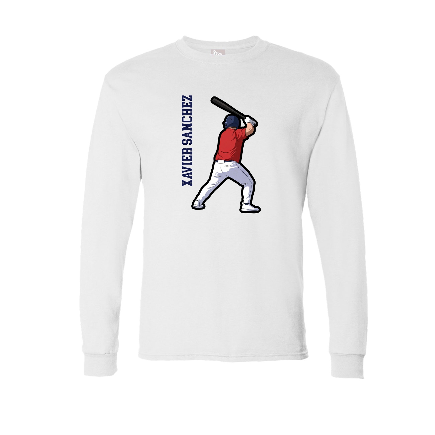 Long Sleeve Tee — Name Vertical in White