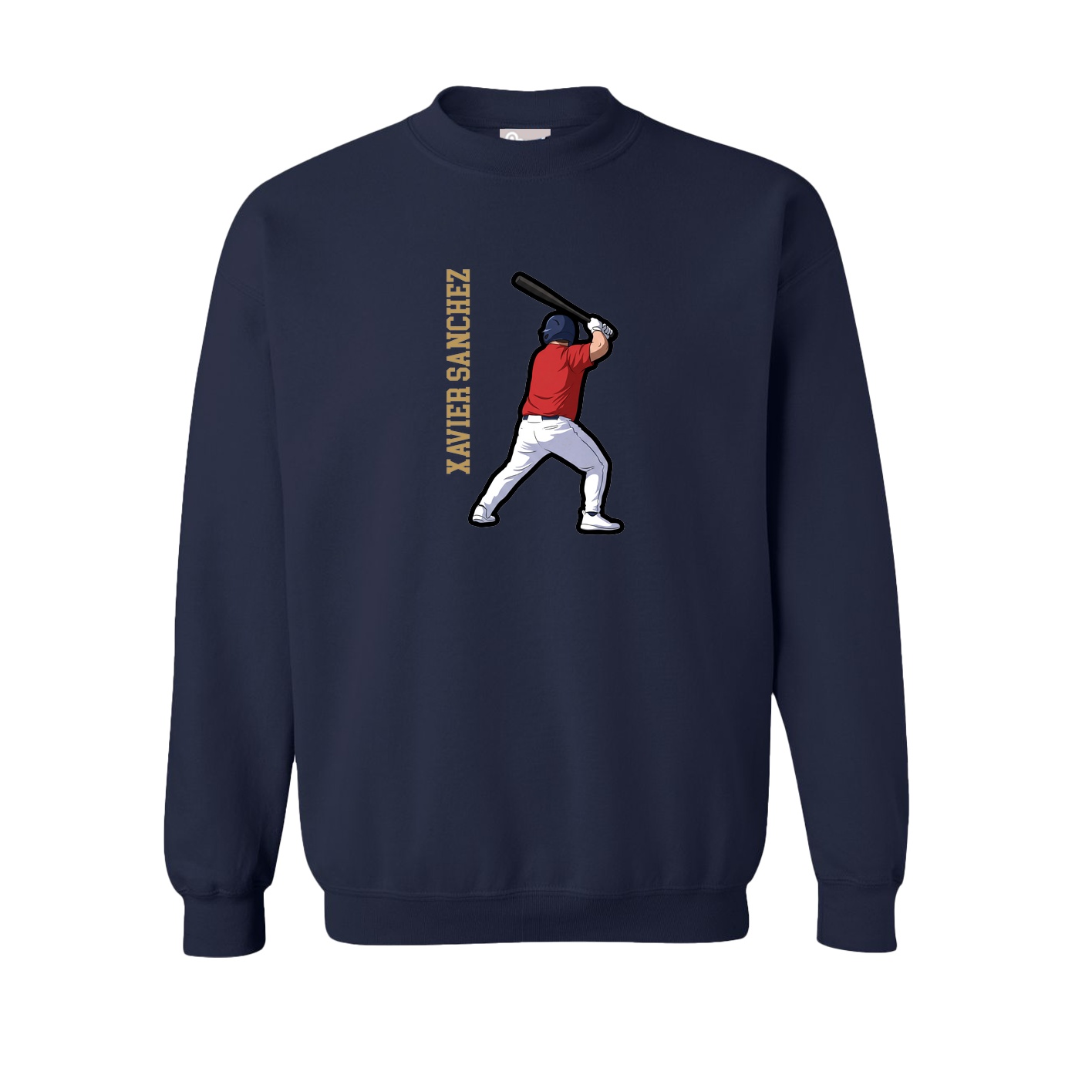Fleece Crew — Name Vertical in Navy