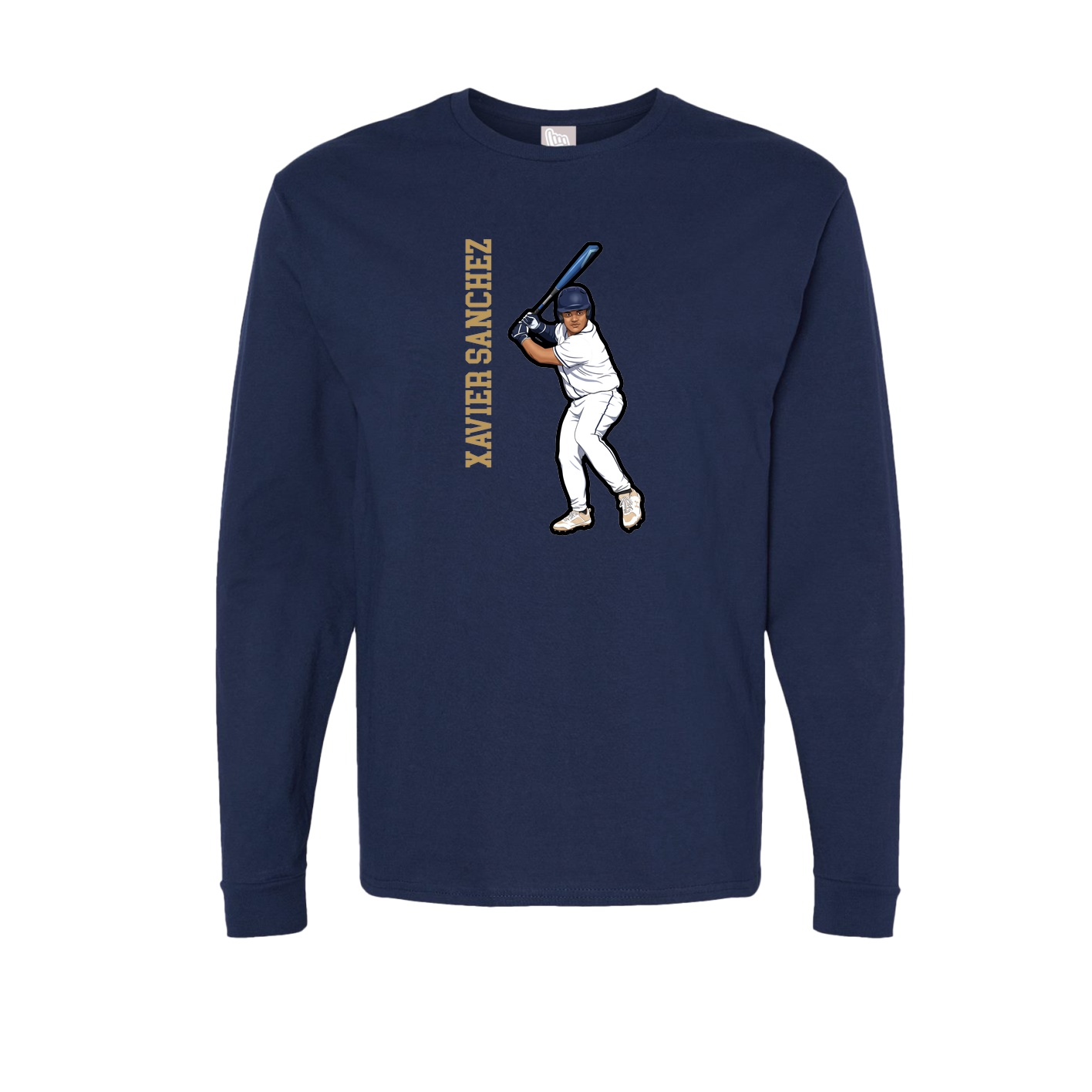 Long Sleeve Tee — Name Vertical in Navy