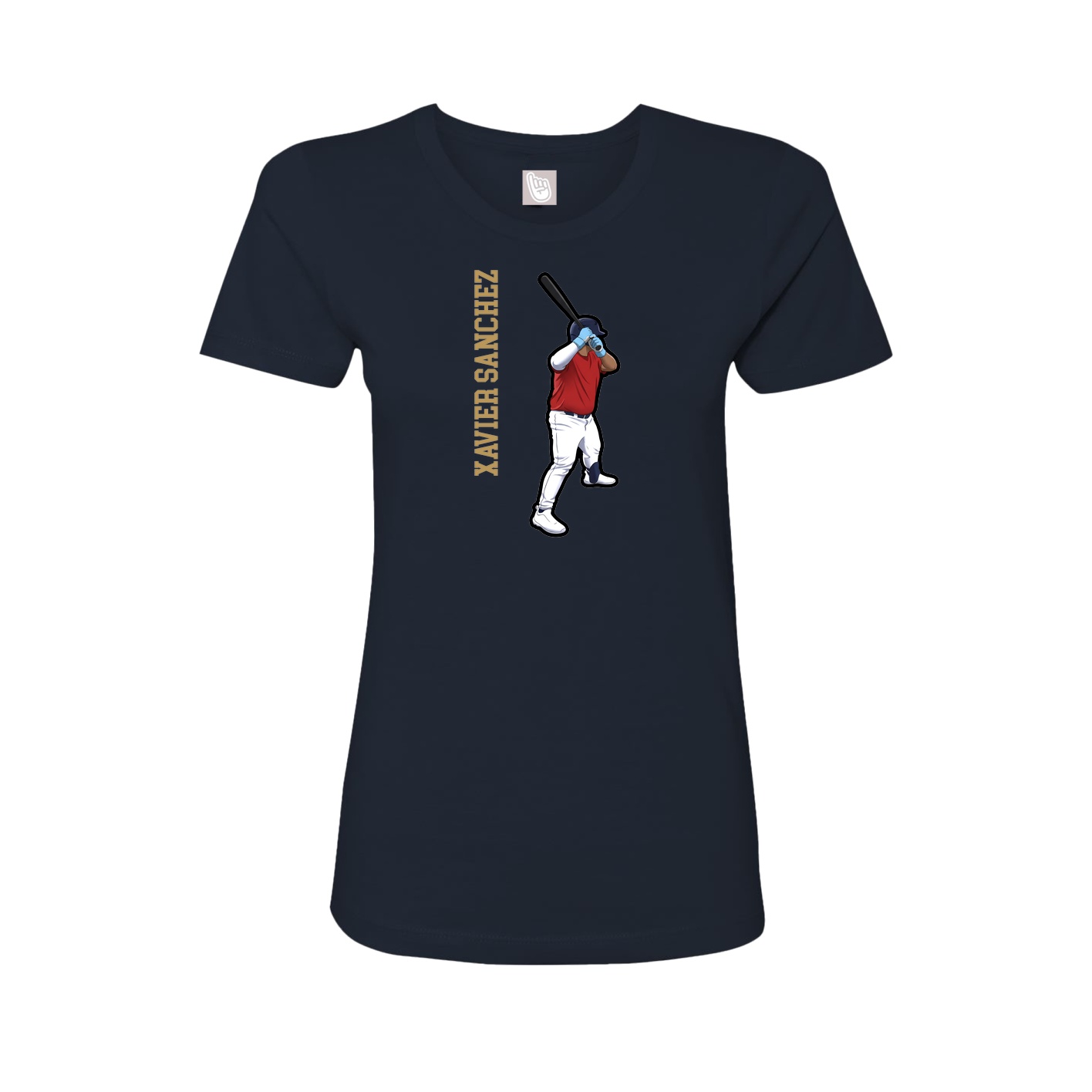 Fitted Women's Tee — Name Vertical in Navy
