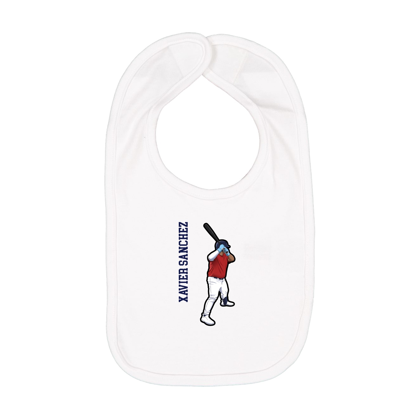 Infant Bib — Name Vertical in White