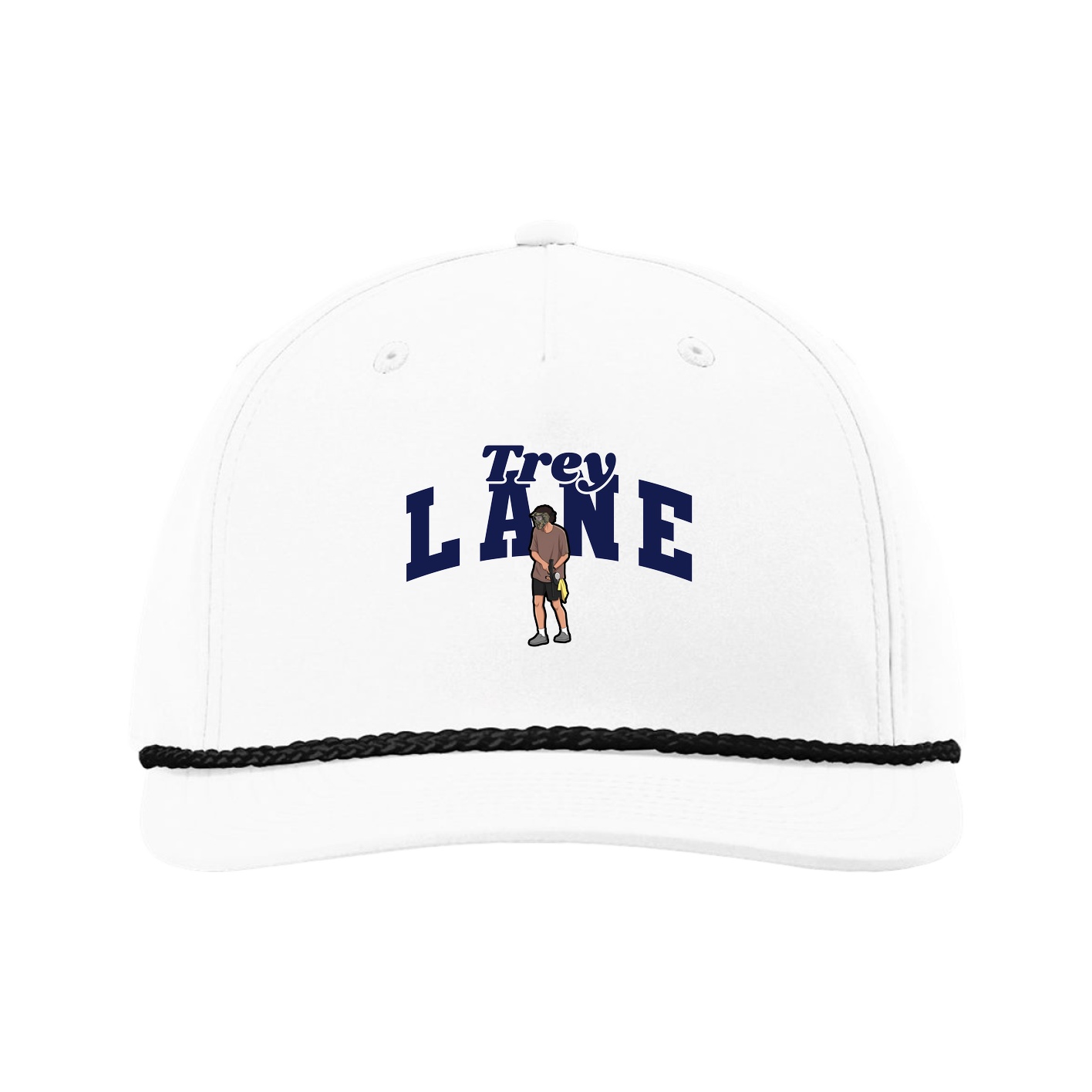 Five-Panel Classic Rope Cap — Signature Arch in White
