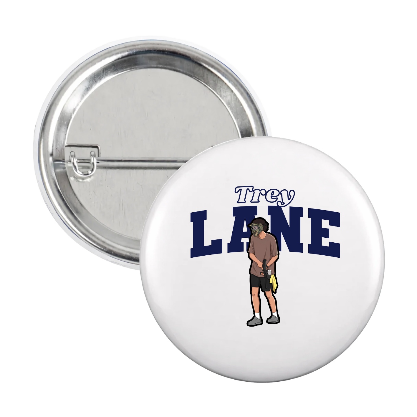 Game Day Button — Name Arch in White