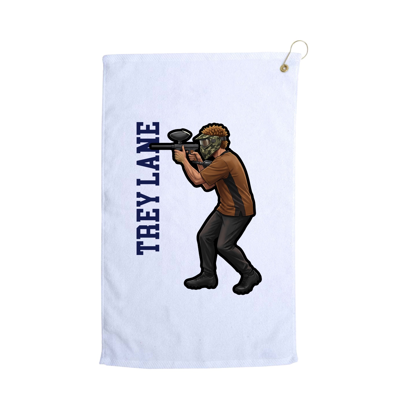 Golf Towel — Name Vertical in White