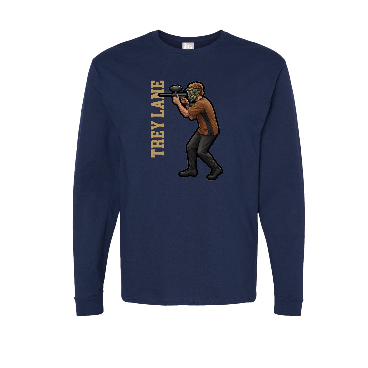 Long Sleeve Tee — Name Vertical in Navy