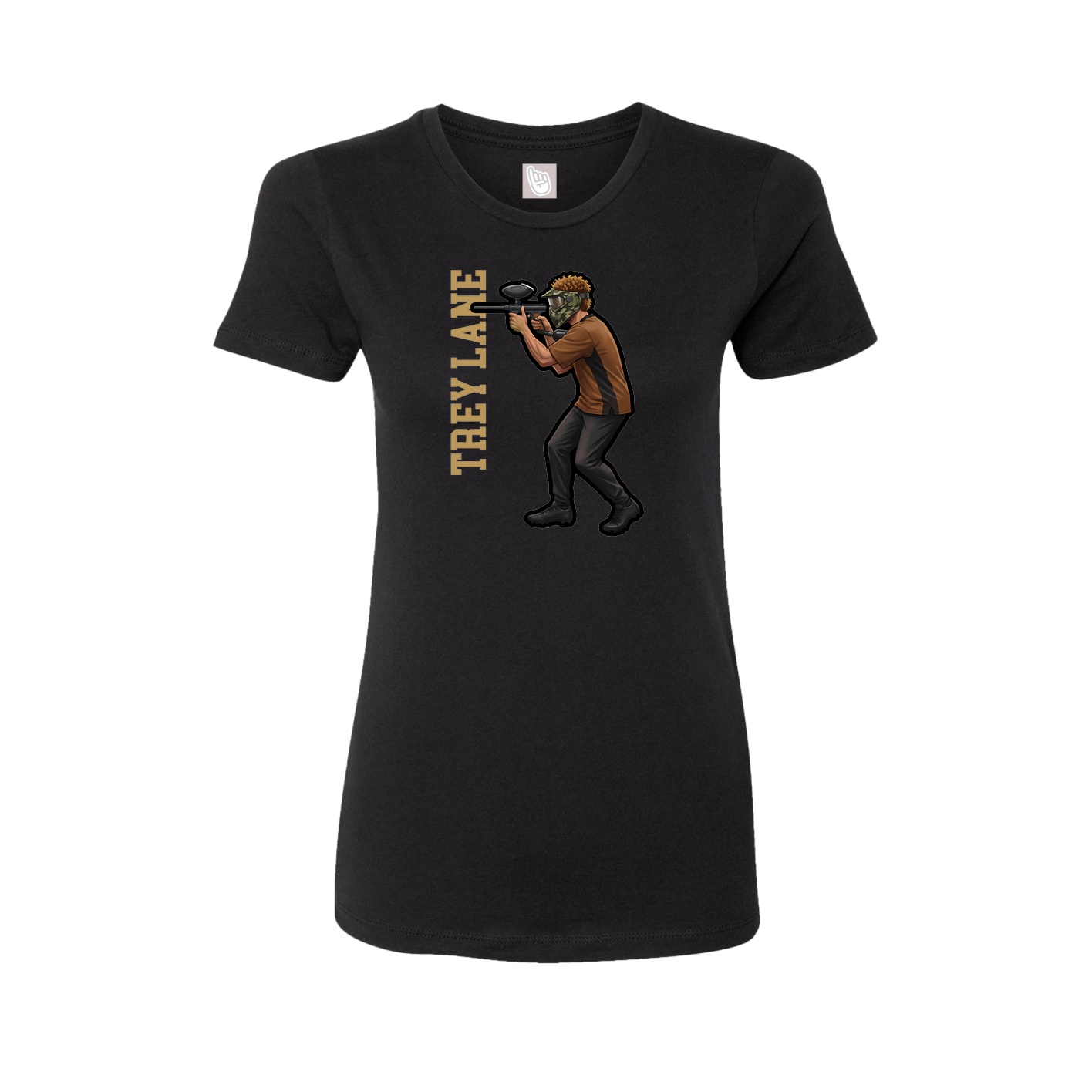 Fitted Women's Tee — Name Vertical in Black