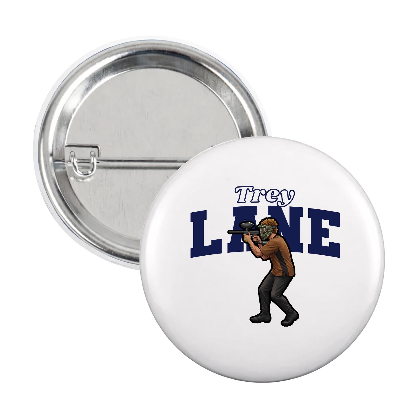 Game Day Button — Name Arch in White