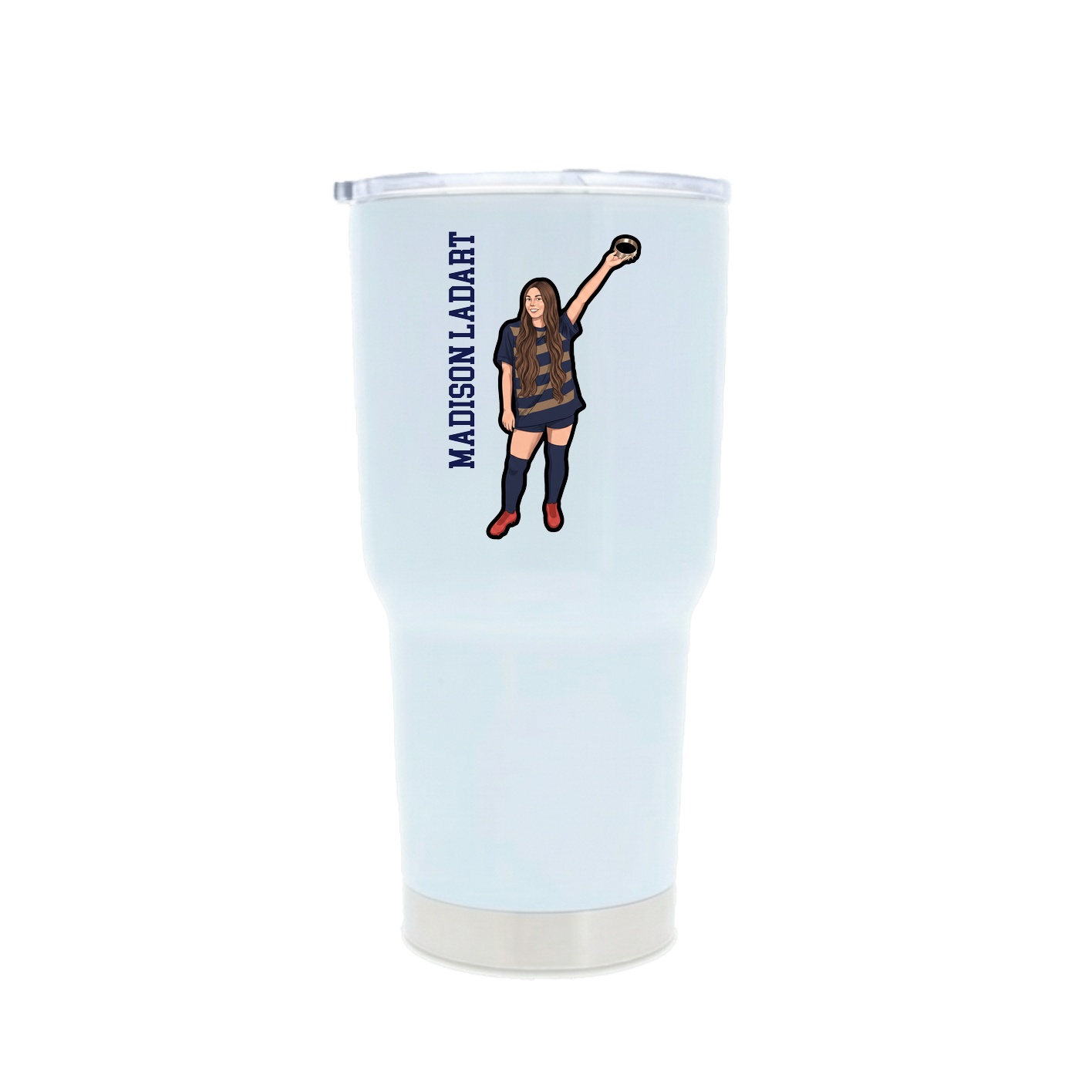 30oz Stainless Steel Tumbler — Name Vertical in White