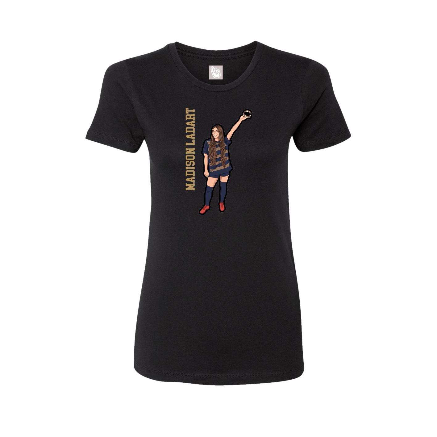 Fitted Women's Tee — Name Vertical in Black