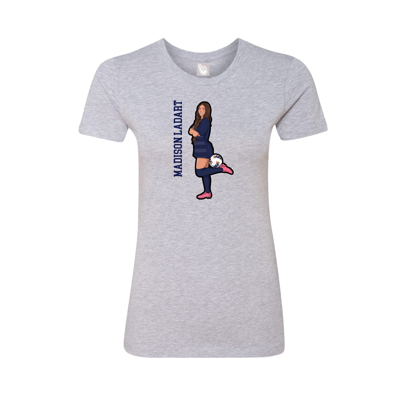 Fitted Women's Tee — Name Vertical in Grey