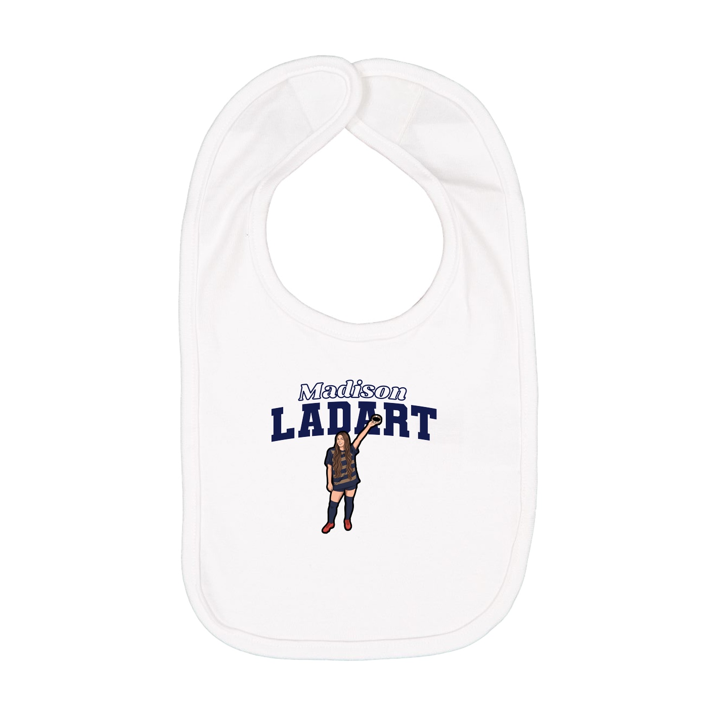 Infant Bib — Name Arch in White