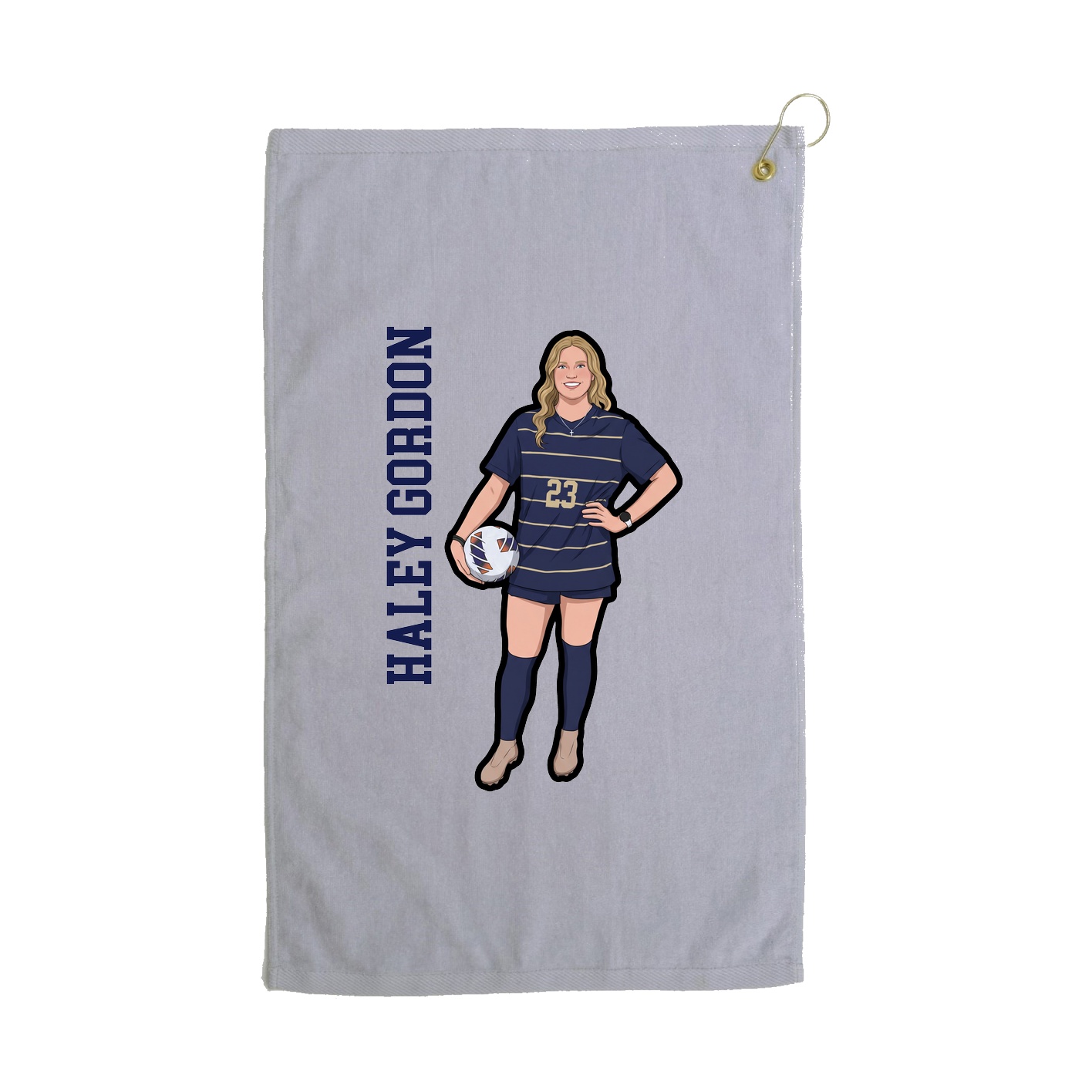 Golf Towel — Name Vertical in Grey