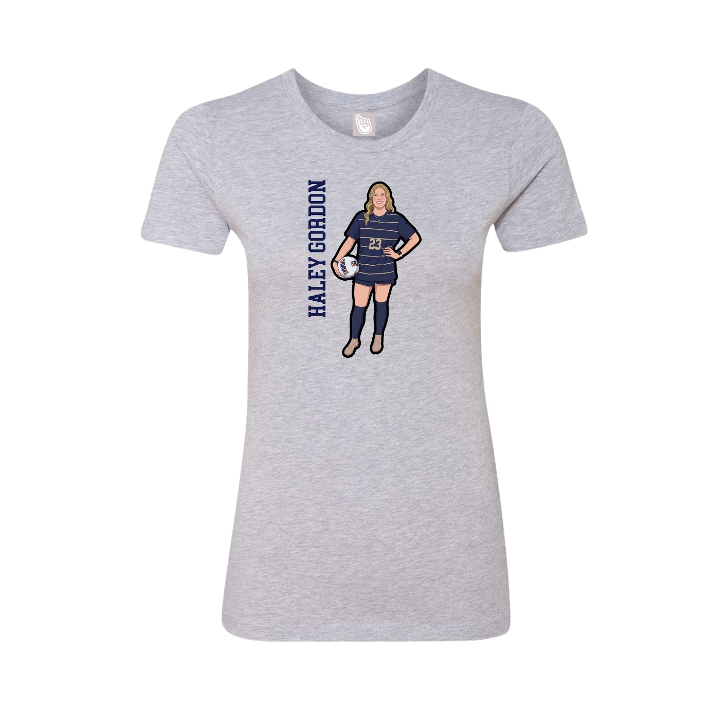 Fitted Women's Tee — Name Vertical in Grey