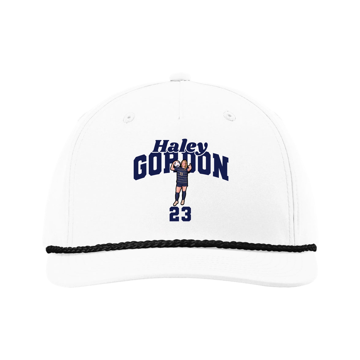 Five-Panel Classic Rope Cap — Signature Arch in White