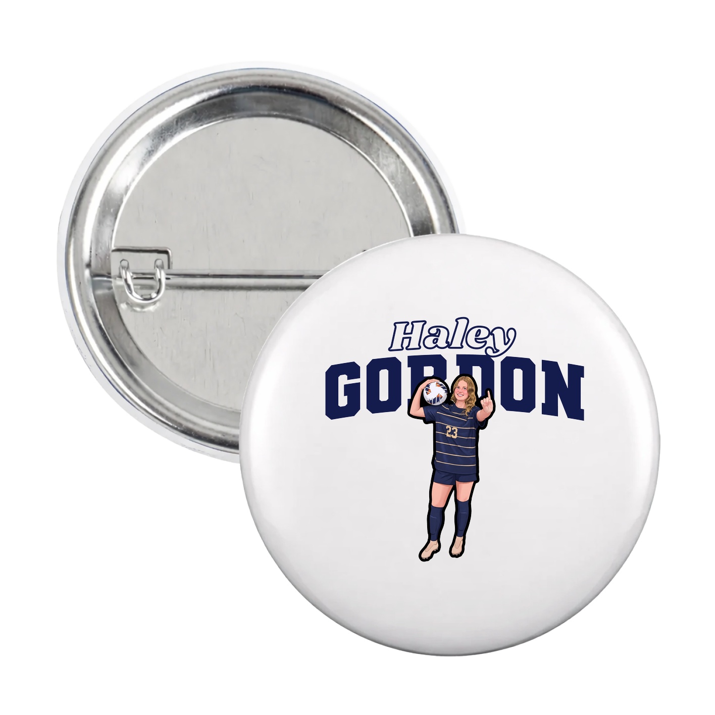 Game Day Button — Name Arch in White