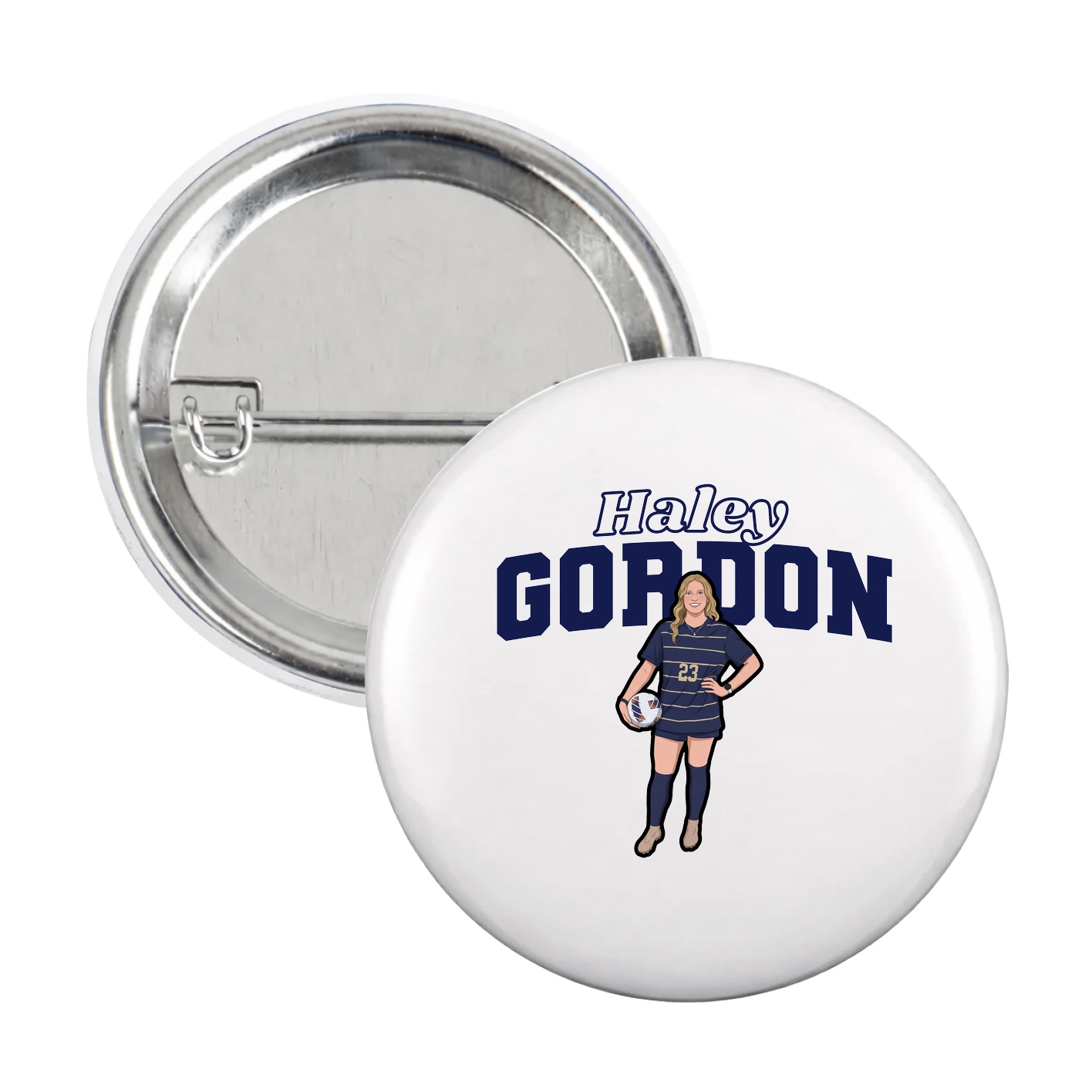 Game Day Button — Name Arch in White