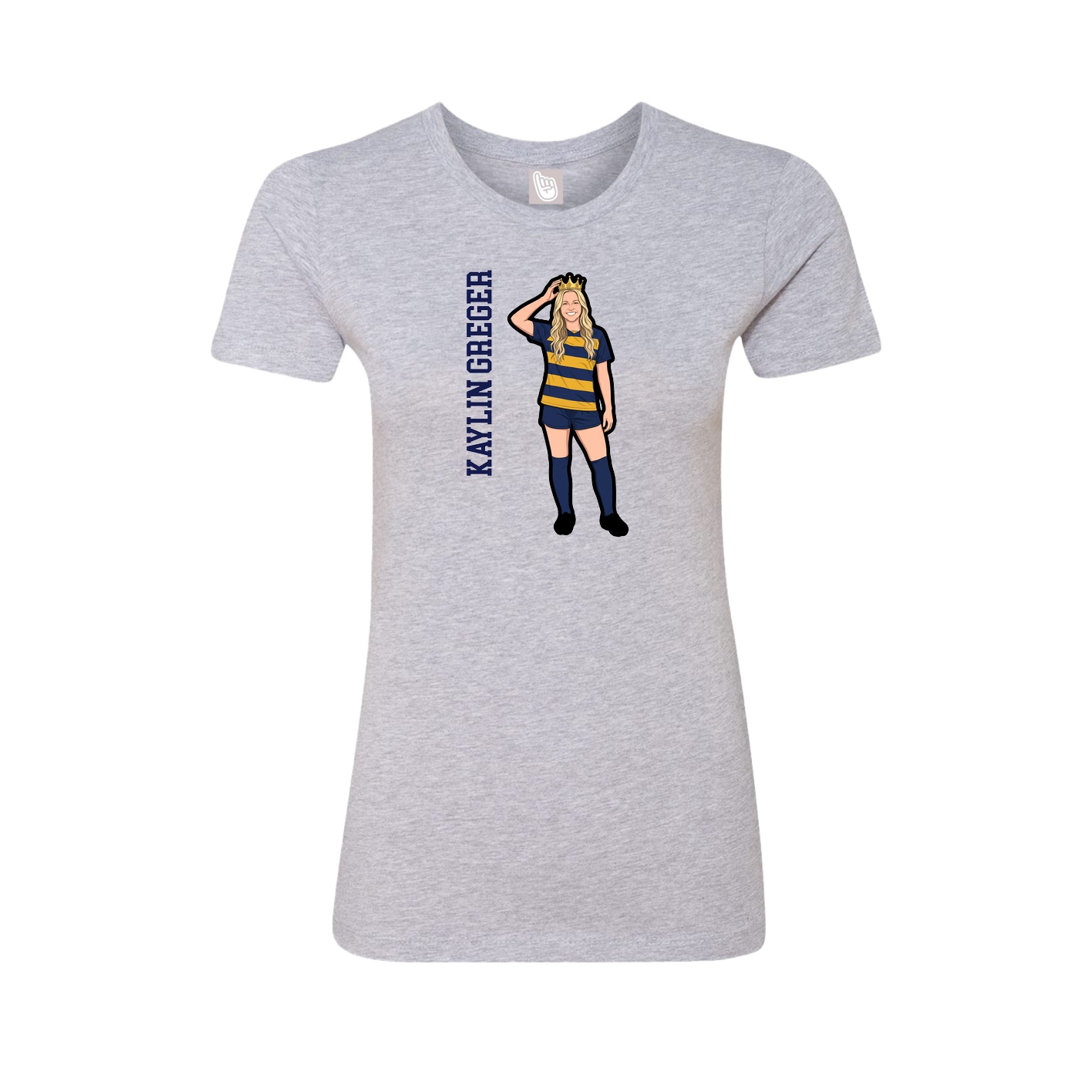 Fitted Women's Tee — Name Vertical in Grey