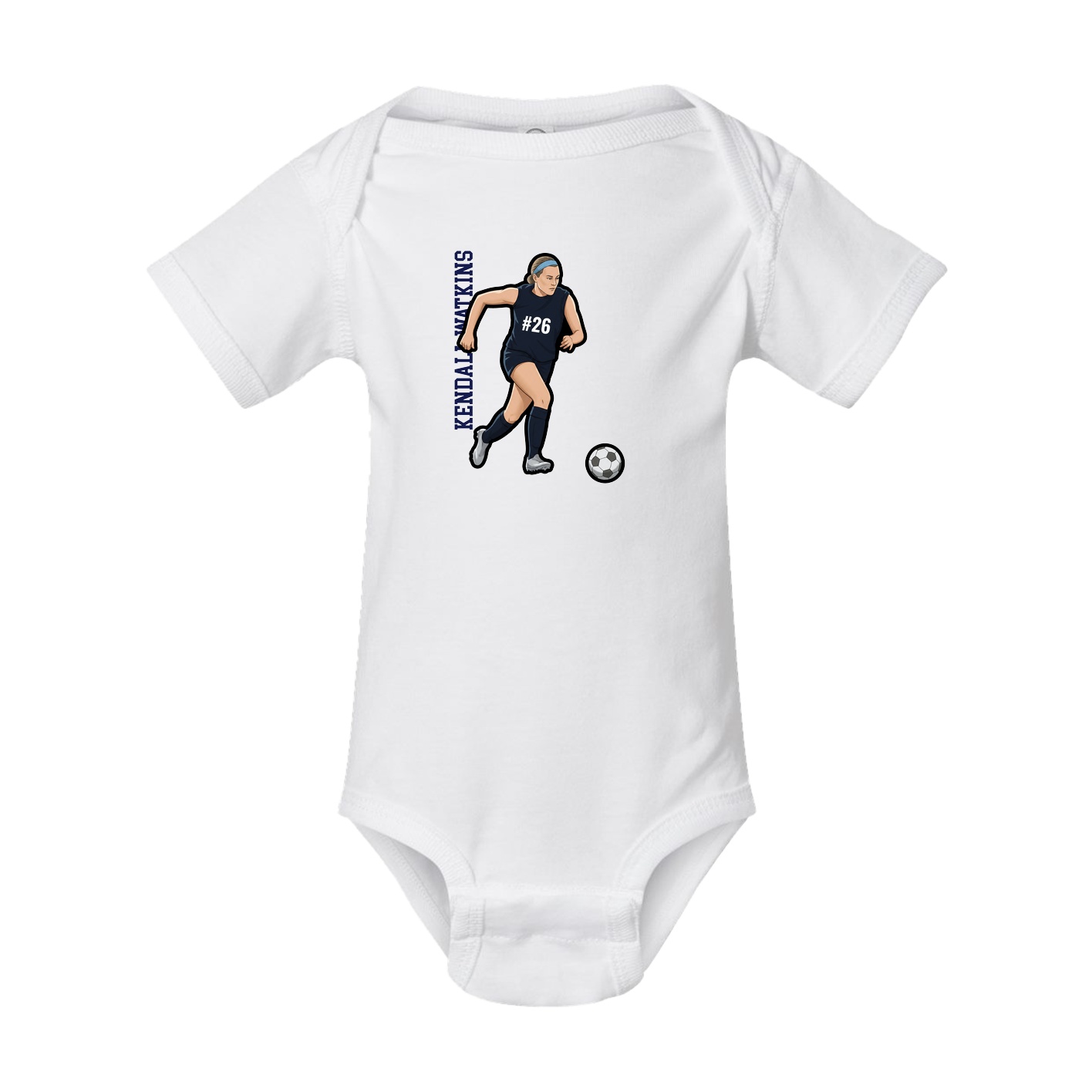 Baby Onesie — Name Vertical in White