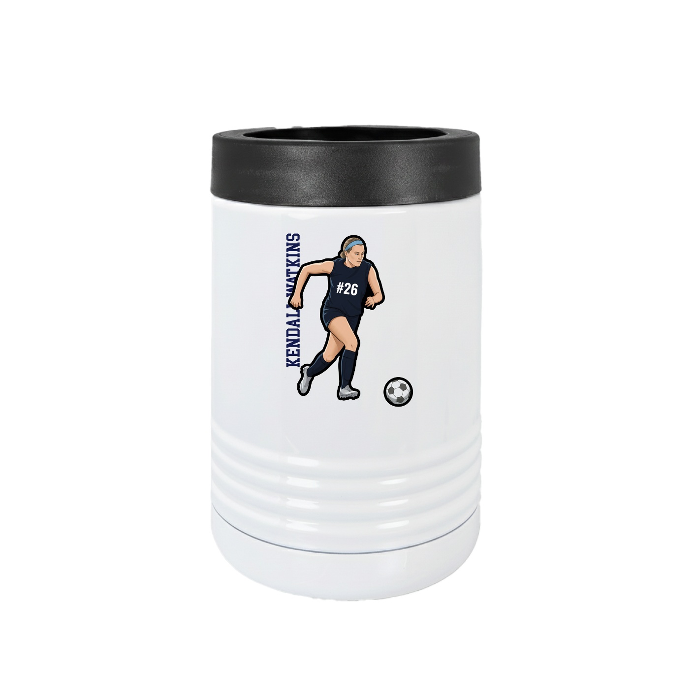 Beverage Holder — Name Vertical in White