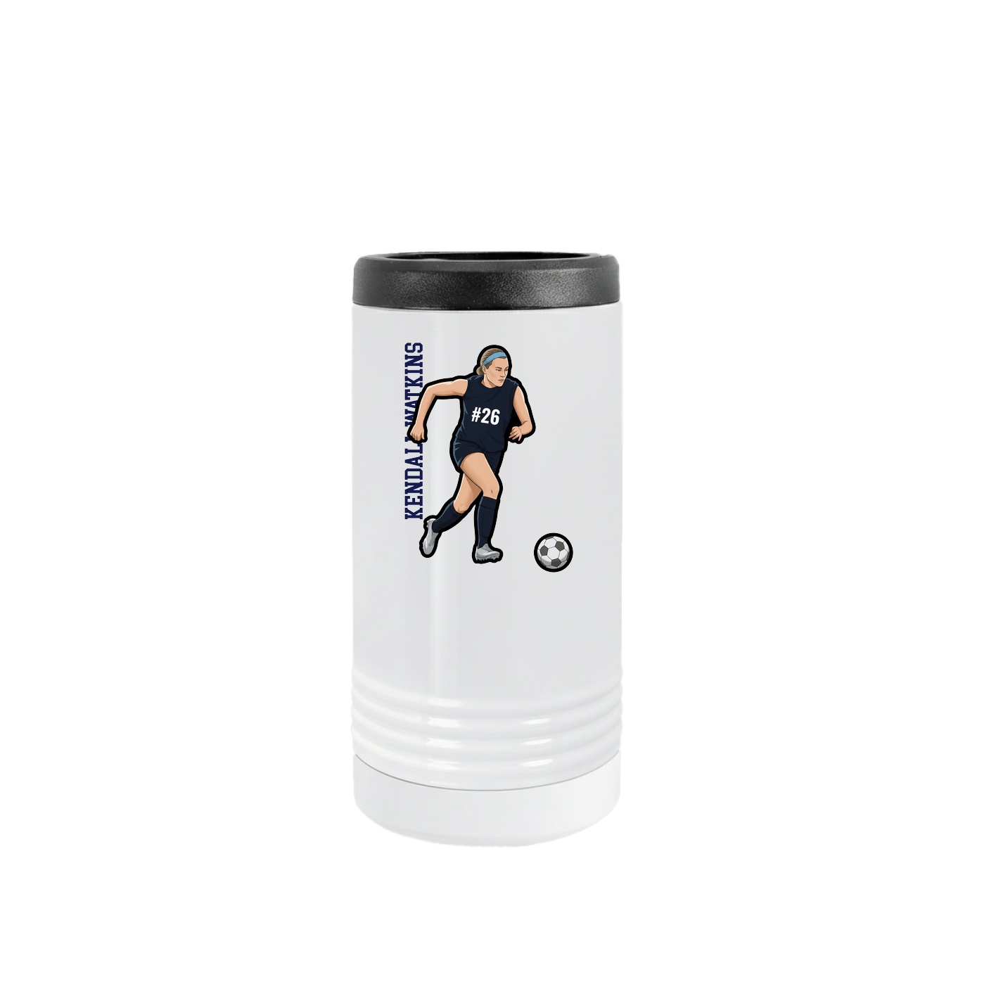Slim Beverage Holder — Name Vertical in White